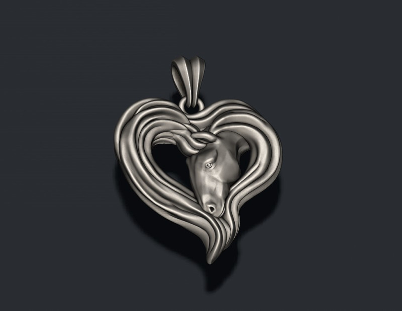 Horse heart pendant 3D Baskı Modeli .c4d .max .obj .3ds .fbx .stl .blend 