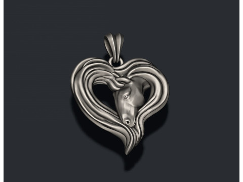 Horse heart pendant 3D Print Model