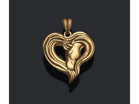 Horse heart pendant 3D Print Model