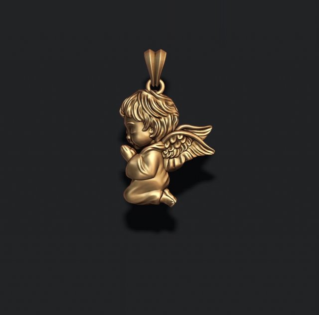Praying baby angel pendant 3D Принт Модель .c4d .max .obj .3ds .fbx .stl .blend 