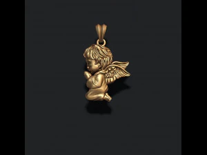 祈る赤ちゃん天使ペンダント 3Dプリントモデル