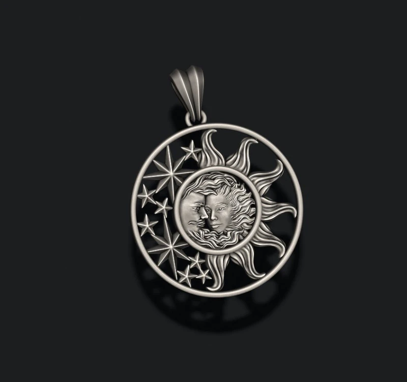 Sun and moon pendant 3D Print Model .c4d .max .obj .3ds .fbx .stl .blend 