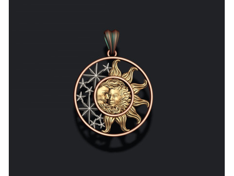 Sun and moon pendant 3D Print Model