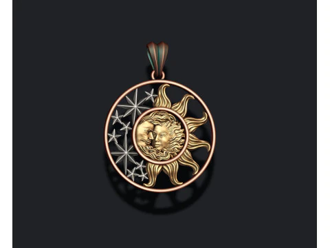 Sun and moon pendant 3D Print Model