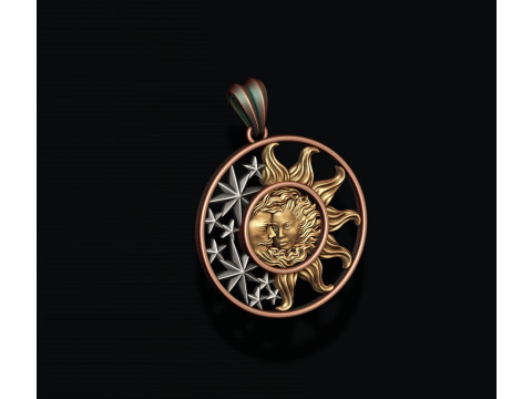 Sun and moon pendant 3D Print Model