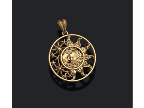 Sun and moon pendant 3D Print Model