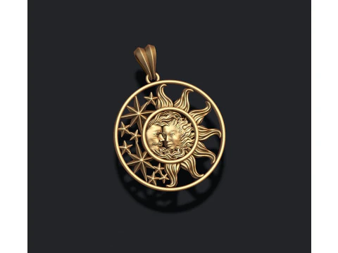 Sun and moon pendant 3D Print Model