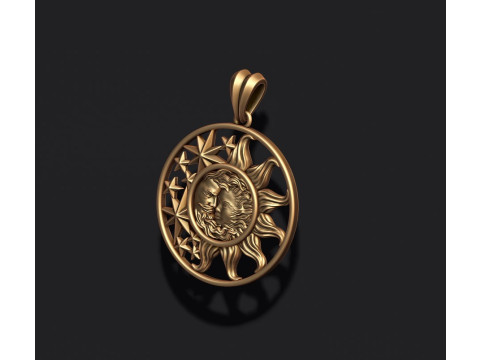 Sun and moon pendant 3D Print Model