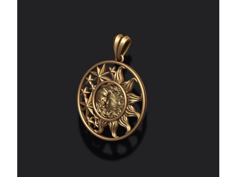 Sun and moon pendant 3D Print Model