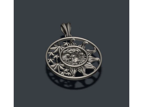 Sun and moon pendant 3D Print Model