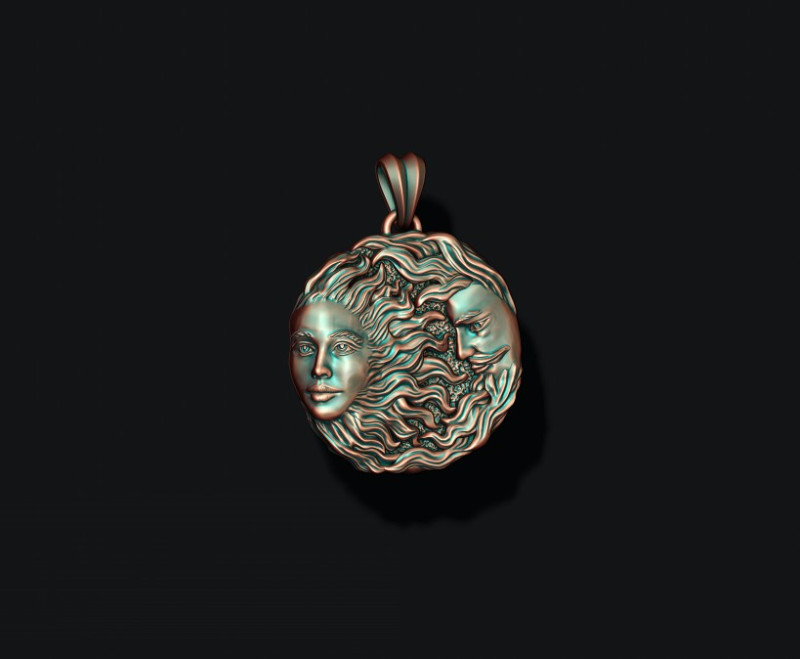 Sun and moon pendant 3D 打印模型 .c4d .max .obj .3ds .fbx .stl .blend