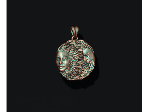 Sun and moon pendant Modèles 3D en vedette