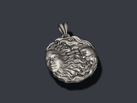 Sun and moon pendant 3D 打印模型