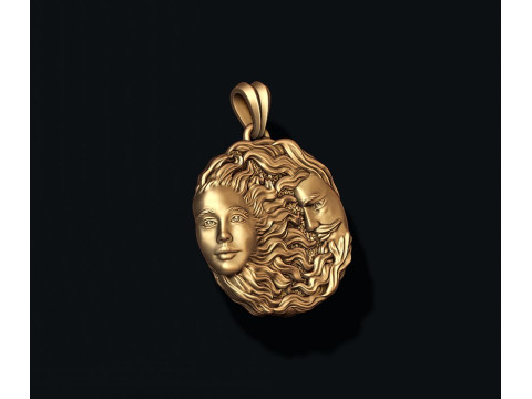 Sun and moon pendant 3D 打印模型