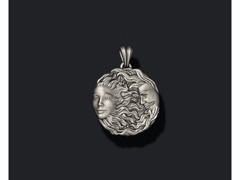 Sun and moon pendant 3D 打印模型