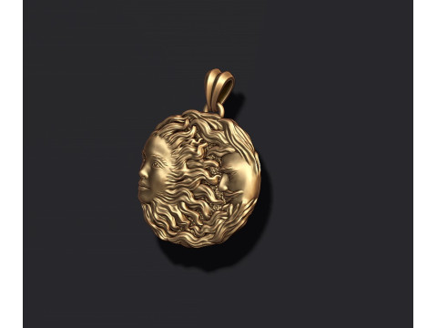 Sun and moon pendant 3D 打印模型