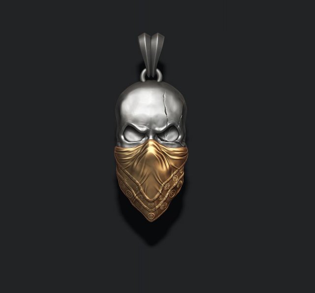 Skull with handkerchief pendant 3D Принт Модель .c4d .max .obj .3ds .fbx .stl .blend 