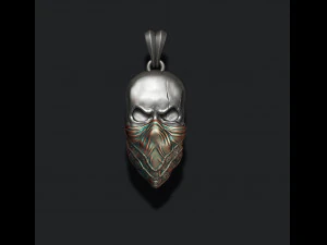 Skull with handkerchief pendant 3D Print Model