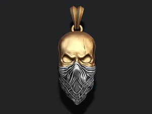 Skull with handkerchief pendant 3D Print Model