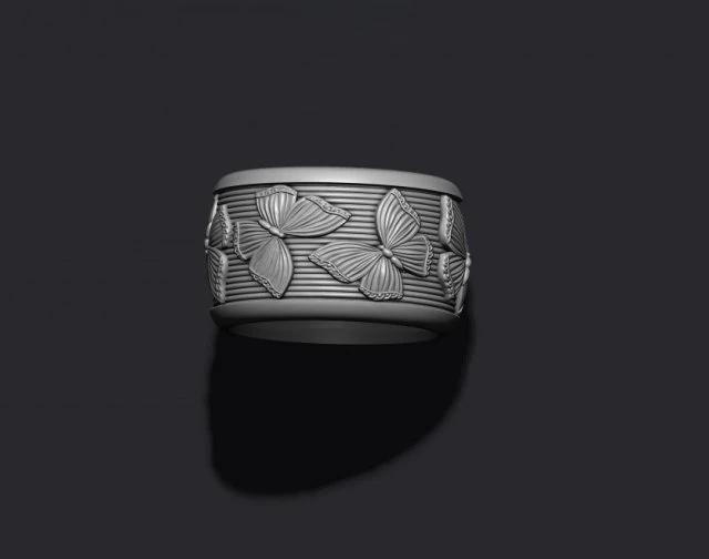 Butterfly ring 3D Print Model .c4d .max .obj .3ds .fbx .stl .blend