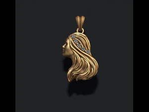 Girl queen pendant 3D Print Model