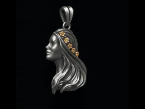 Girl queen pendant 3D Print Model