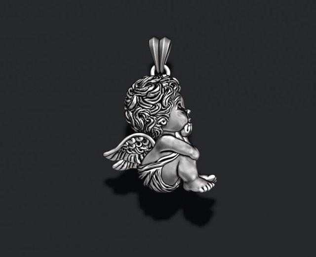 Dreaming baby angel pendant basrelief 3D Baskı Modeli .c4d .max .obj .3ds .fbx .stl .blend 