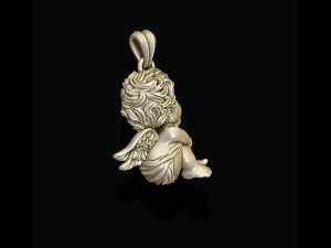 Dreaming baby angel pendant basrelief 3D Baskı Modeli