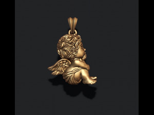 Dreaming baby angel pendant basrelief 3D Baskı Modeli