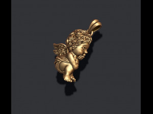 Dreaming baby angel pendant basrelief 3D Baskı Modeli
