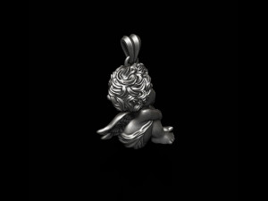 Dreaming baby angel pendant basrelief 3D Baskı Modeli