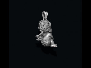 Dreaming baby angel pendant basrelief 3D Baskı Modeli