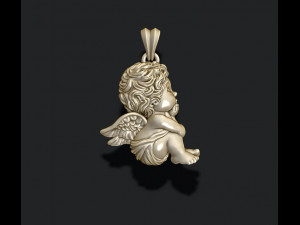 Dreaming baby angel pendant basrelief 3D Baskı Modeli