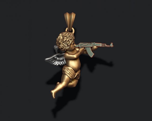 Baby angel with ak pendant 3d 3d print model Modèles 3D en vedette .c4d .max .obj .3ds .fbx .stl .blend 