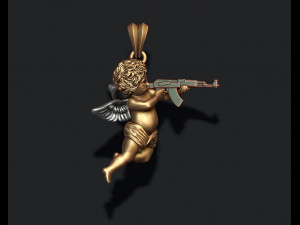 Baby angel with ak pendant 3d 3d print model Modelo de Impressão 3D