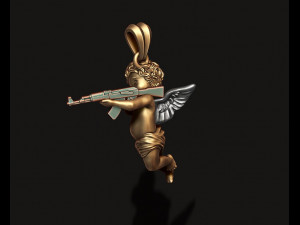Baby angel with ak pendant 3d 3d print model Modèles 3D en vedette