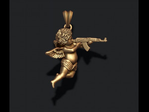 Baby angel with ak pendant 3d 3d print model Modèles 3D en vedette