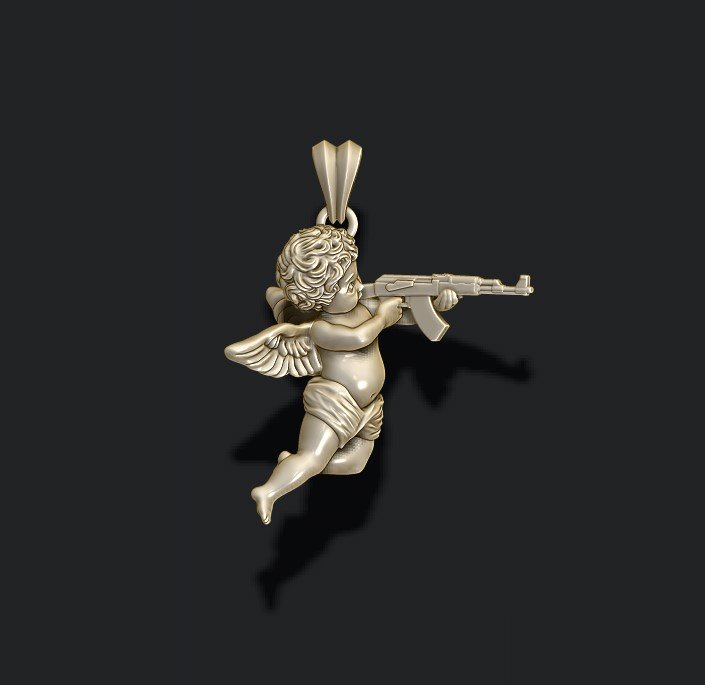 Angel with gun pendant cheap