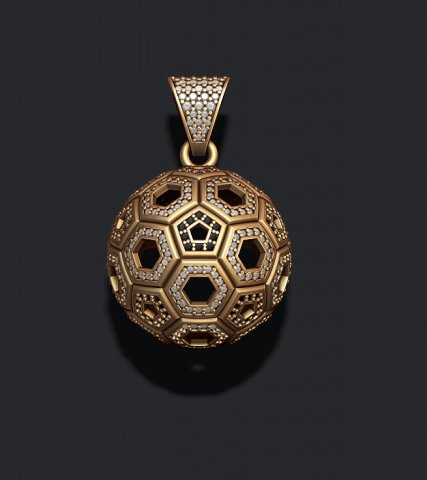 Football ball pendant 3d with gems 3D 打印模型 .c4d .max .obj .3ds .fbx .stl .blend 