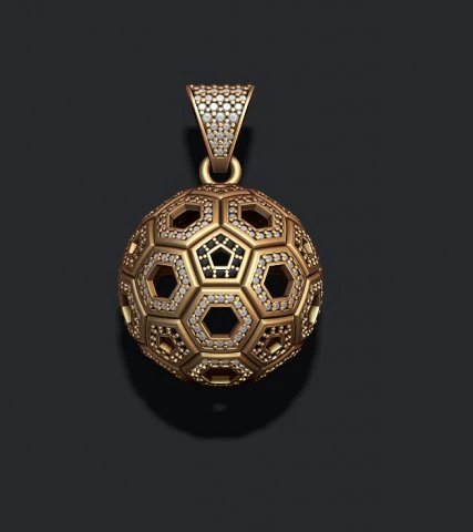 Football ball pendant 3d with gems 3D Print Model .c4d .max .obj .3ds .fbx .stl .blend 