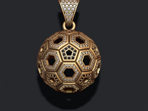 Football ball pendant 3d with gems Model do druku 3D