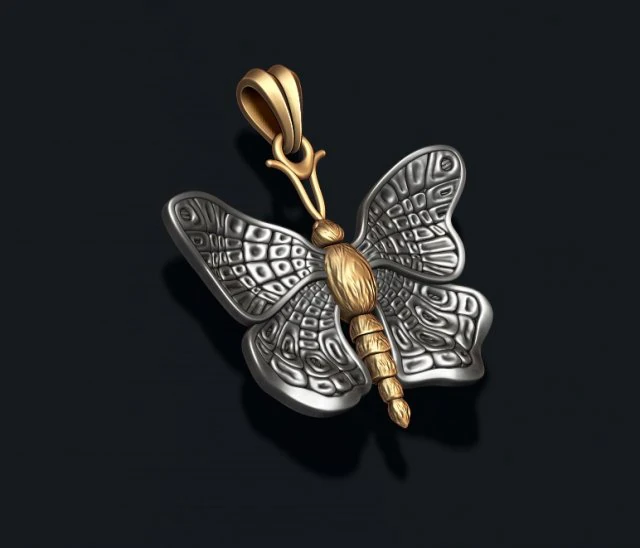 Butterfly pendant 3D Print Model .c4d .max .obj .3ds .fbx .stl .blend 