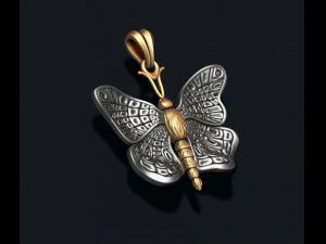 蝶のペンダント 3Dプリントモデル