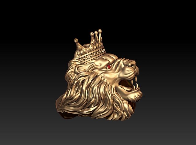 lion crown ring eye gem 3D in 3DExport