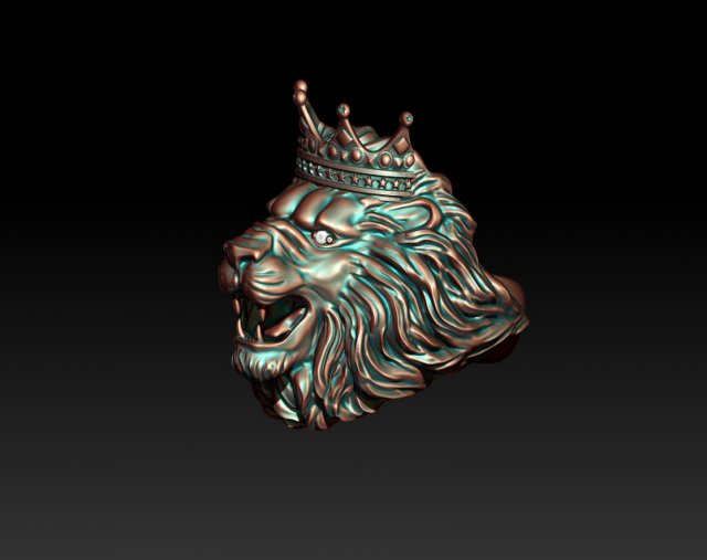 lion crown ring eye gem 3D in 3DExport