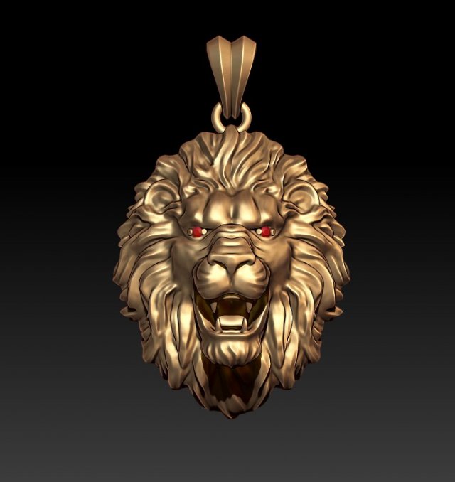 Lion pendant eye gem 3D Print Model .c4d .max .obj .3ds .fbx .stl .blend