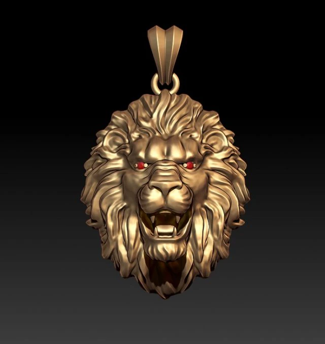 Lion pendant eye gem 3D Print Model .c4d .max .obj .3ds .fbx .stl .blend 