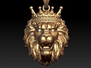 Lion necklace with crown eye gem 3D प्रिंट मॉडल