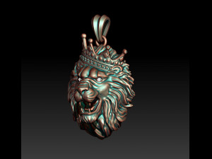 Lion necklace with crown eye gem Modello di stampa 3D