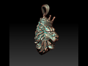 Lion necklace with crown eye gem Modello di stampa 3D